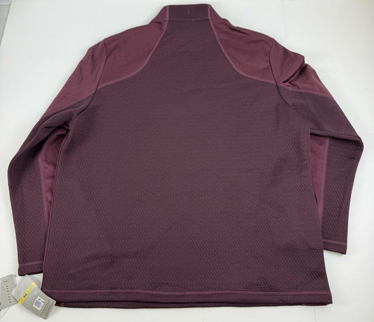 Translation missing: en.PGA Tour 3D Textured Quarter-Zip Golf Sweatshirt Burgundy Size 2XL Mens Pockets