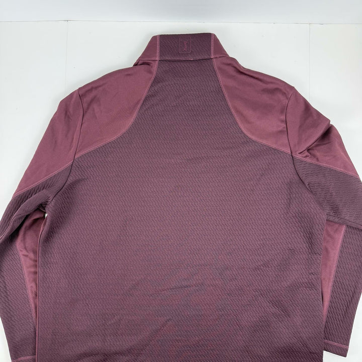 Translation missing: en.PGA Tour 3D Textured Quarter-Zip Golf Sweatshirt Burgundy Size 2XL Mens Pockets