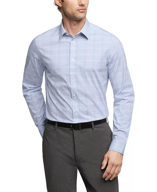 Translation missing: en.Calvin Klein Steel+ Dress Shirt Men's 15.5 32/33 Navy Blue Multi Regular Fit