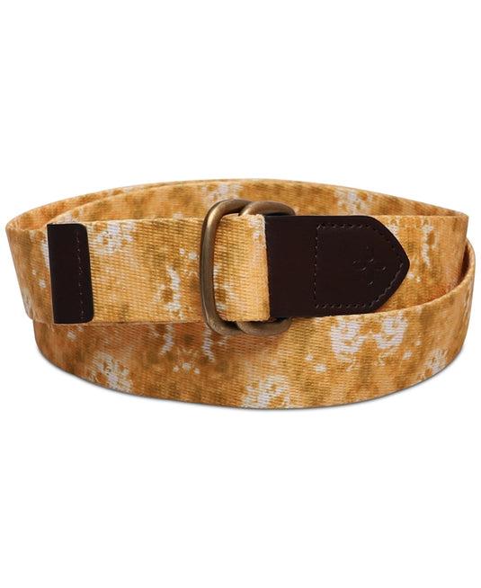 Translation missing: en.Sun + Stone Men's Geo D-Ring Web Belt with Faux-Leather Trim Yellow Small 30-32