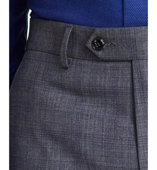 Translation missing: en.Michael Kors Malone Dress Pants Mens 44x32 Grey Plaid Reg-Fit Stretch Wool-Blnd