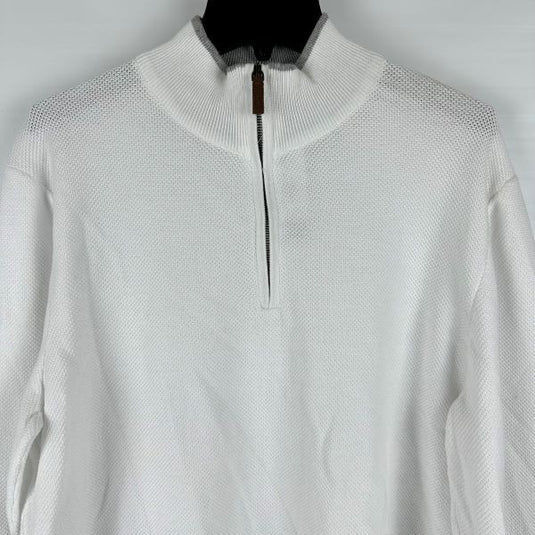 Translation missing: en.The Men's Store Cotton Birdseye Regular Fit Half Zip Mock Neck Sweater White-XL