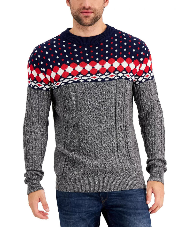 Translation missing: en.Club Room Men's Fair Isle Sweater in Navy Blue Combo-XL