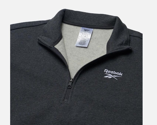 Translation missing: en.Reebok Mens Identity Quarter-Zip Fleece Sweatshirt Dk Grey Heather Large Reg-Fit