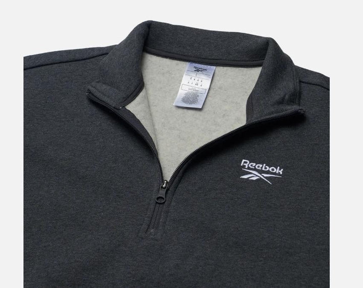 Translation missing: en.Reebok Mens Identity Quarter-Zip Fleece Sweatshirt Dk Grey Heather Large Reg-Fit