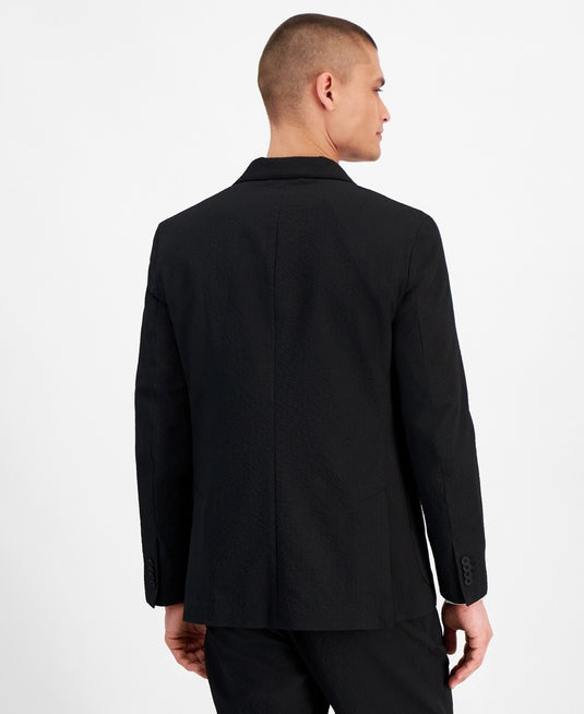 Translation missing: en.Alfani Sport Coat Mens Small 32-34 Deep Black Classic-Fit Textured Seersucker