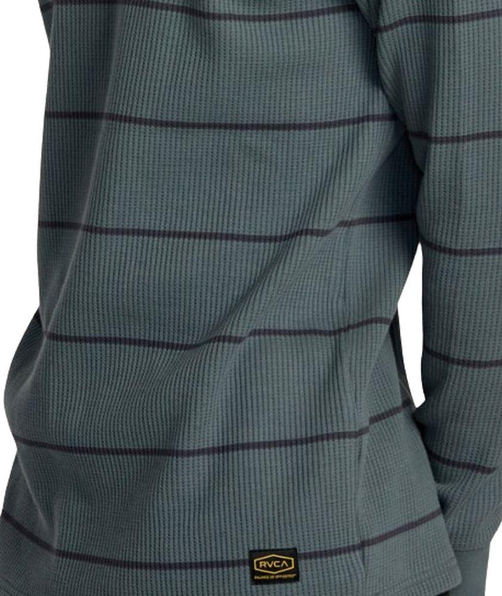 Translation missing: en.RVCA Men's Day Shift Thermal Stripe Long Sleeve T-Shirt Balsam Green, Medium