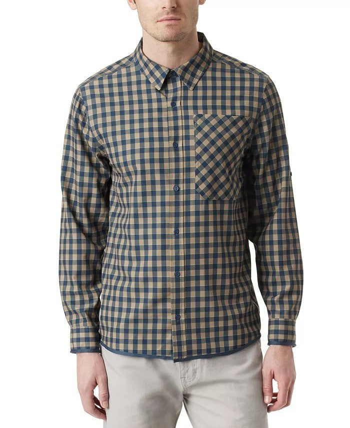 Translation missing: en.Bass Outdoor Men's Cool Plaid Long-Sleeve Shirt - Kelp Small Buffalo-Size Large