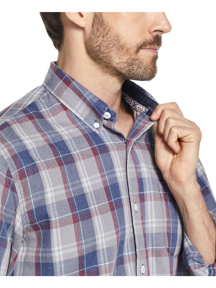 Translation missing: en.Weatherproof Vintage Men's Burnout Flannel Shirt Patriot Blue-Size Small