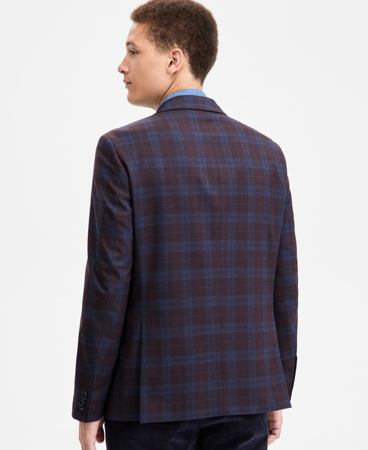 Translation missing: en.Tommy Hilfiger Conrad Men's Modern-Fit TH Flex Plaid Sport Coat Wine Blue-36S