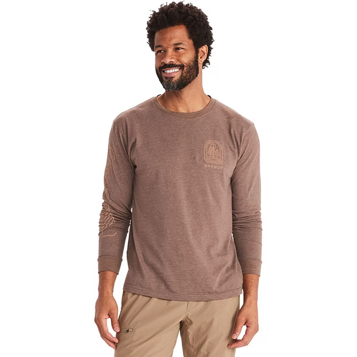 Translation missing: en.MARMOT Men's Wilderness Guide Graphic Long-Sleeve T-Shirt Brown Heather-Small