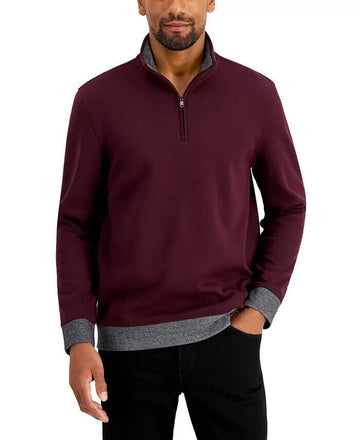 Translation missing: en.Alfani Men's Regular-Fit Solid 1/4-Zip Sweatshirt in Port-Size Small