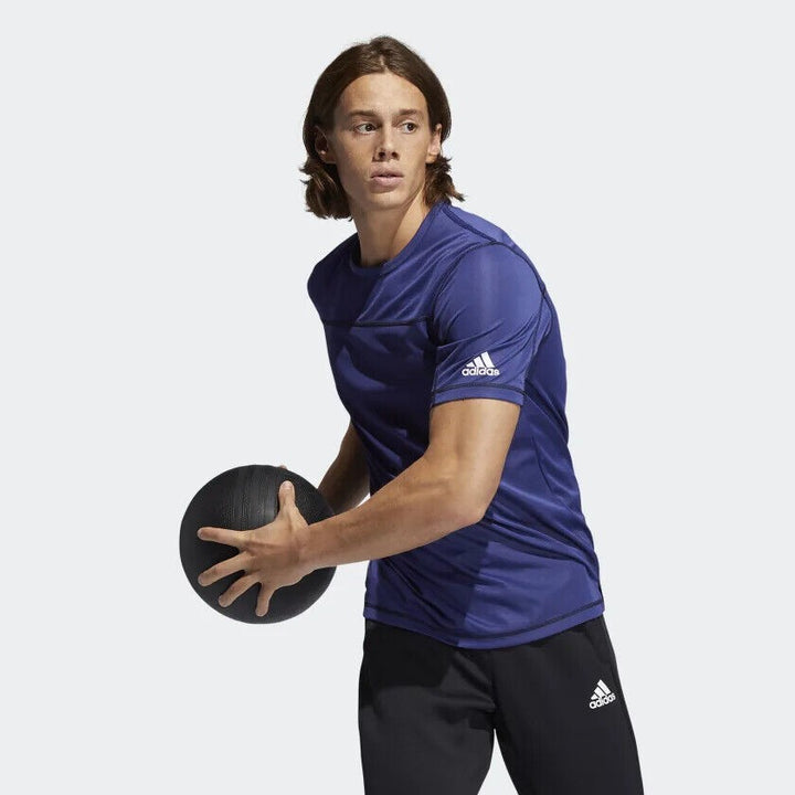 Translation missing: en.adidas Men's PrimeBlue Run For the Oceans T-Shirt Semi Night Flash Melange-Med