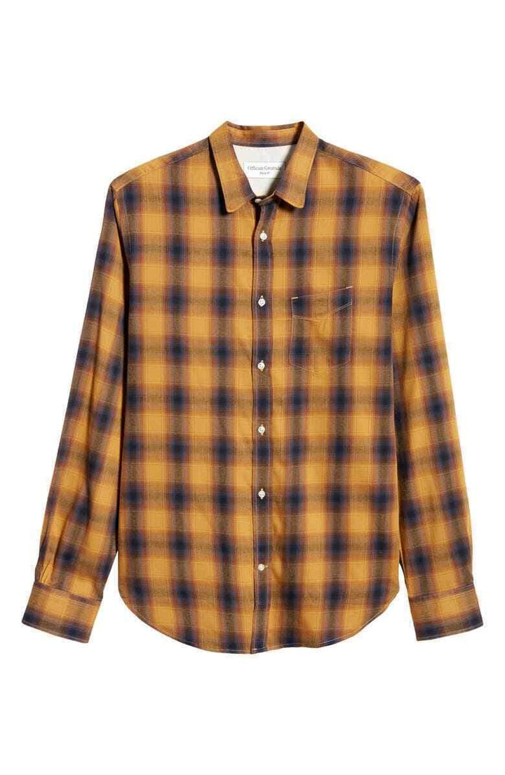 Translation missing: en.Officine Generale Men's Giacomo Brushed Check Shirt in Ecru Jade-Small