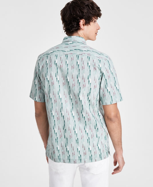 Translation missing: en.Alfani Men's Nightfall Regular-Fit Geo-Print Button-Down Shirt Green Multi-Small