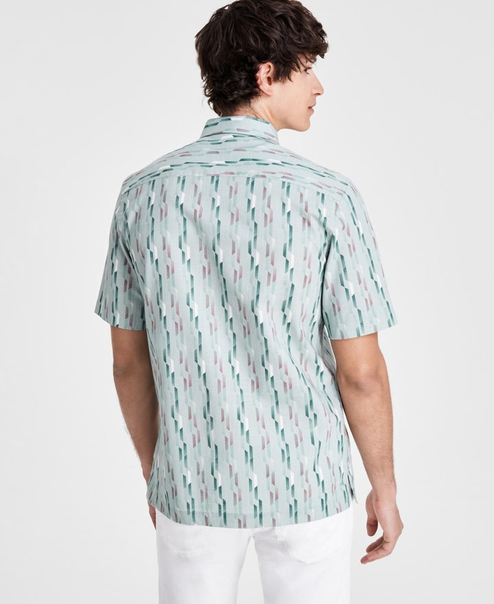 Translation missing: en.Alfani Men's Nightfall Regular-Fit Geo-Print Button-Down Shirt Green Multi-Small