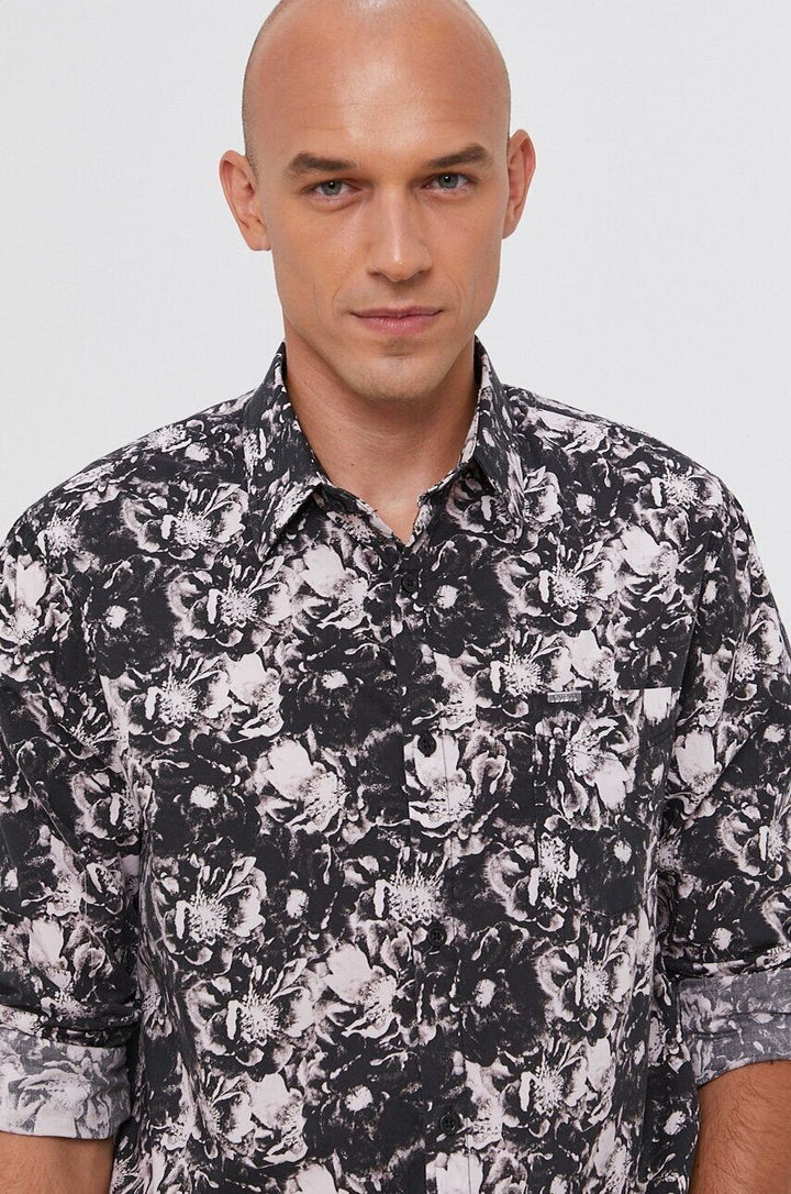 Translation missing: en.GUESS Men's Eco Collins Floral-Print Flower Fantasy Shirt in Black Multi-Large