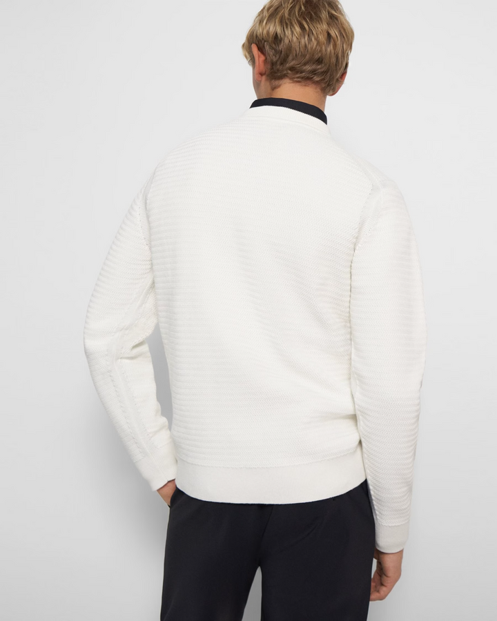 Translation missing: en.Theory Men's Riland Slim-Fit Organic Cotton Crewneck Sweater in Ivory-Size 2XL