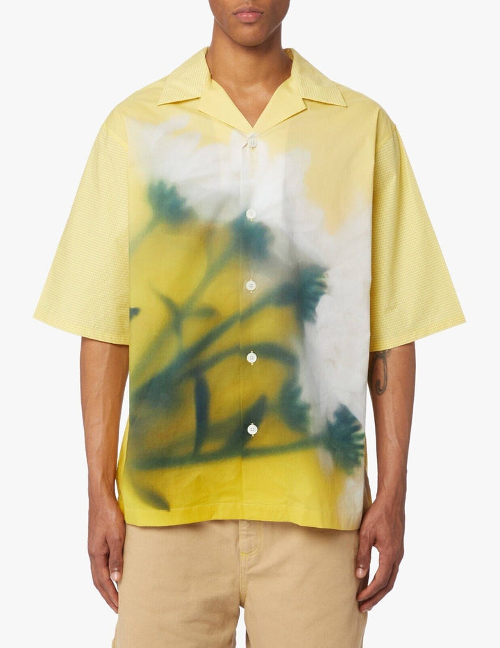 Translation missing: en.Kenzo Men's Cotton Floral Print Regular Fit Button Down Camp Shirt Lemon-Small