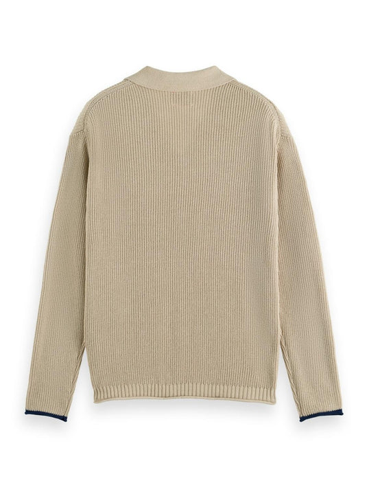 Translation missing: en.Scotch &amp; Soda Men's Organic Cotton Knit Polo Sweater in Beige-XL