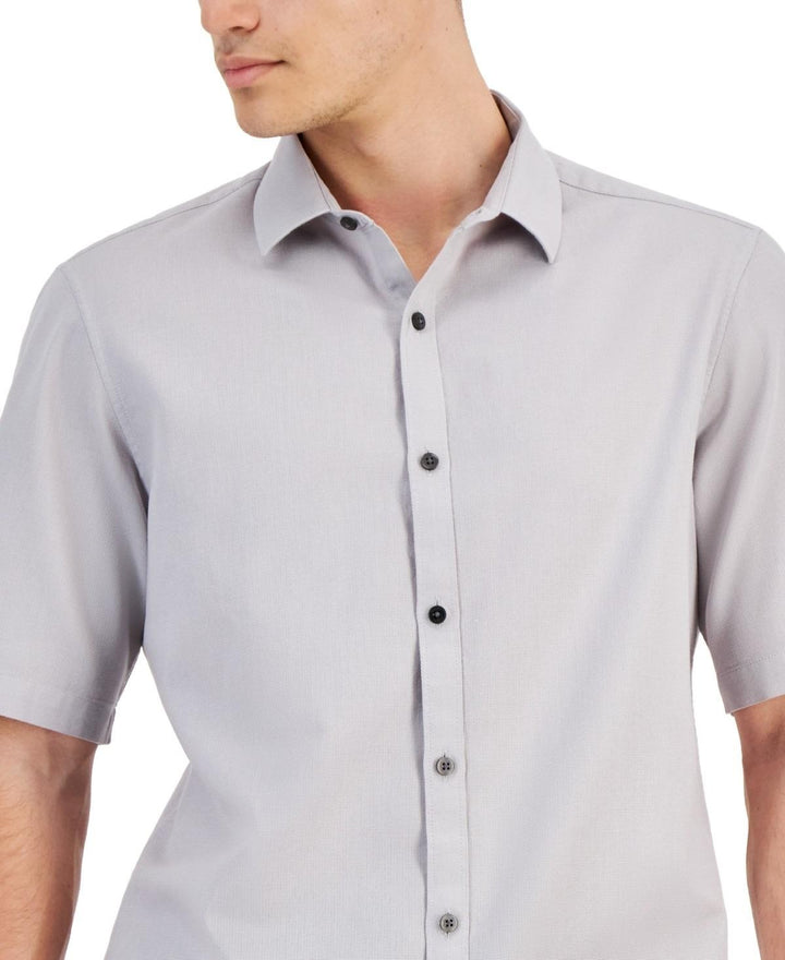 Translation missing: en.Alfani Men's Short-Sleeve Solid Textured Shirt Grey Fog-Small