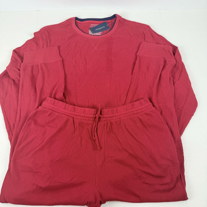 Translation missing: en.Club Room Men's Waffle Long-Sleeve T-Shirt &amp; Pajama Pant Set Jester Red-Medium