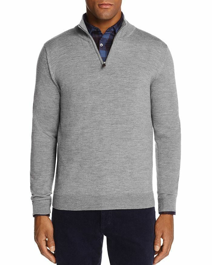 Translation missing: en.The Men's Store Designer Quarter-Zip Merino Wool Sweater in Med Grey-2XL