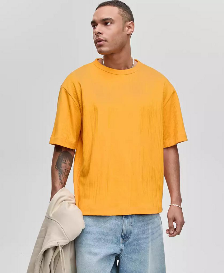 Translation missing: en.Mode of One Men's Short-Sleeve Relaxed-Fit Crinkle T-Shirt Orange-Large