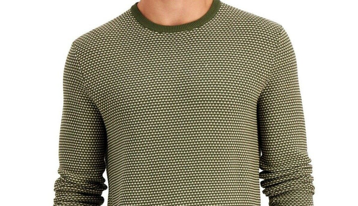 Translation missing: en.Club Room Men's Elevated Tonal Textured Sweater in Olive Green-Size XL
