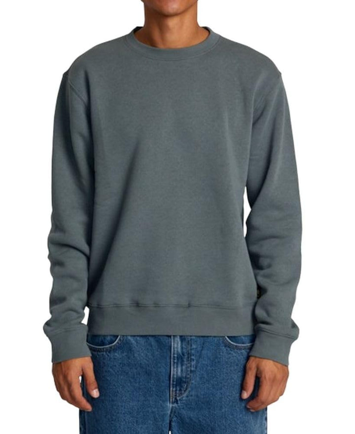Translation missing: en.RVCA Mens Relaxed Fit Fleece Crewneck - Dayshift Crew Balsam Green, Large