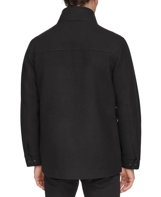 Translation missing: en.Guess Men's Water-Repellent Jacket with Zip-Out Quilted Puffer Bib Black-Medium