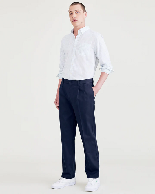 Translation missing: en.Dockers Signature Khaki Pants Navy 33x30 Classic Fit Stain Defender Pleated