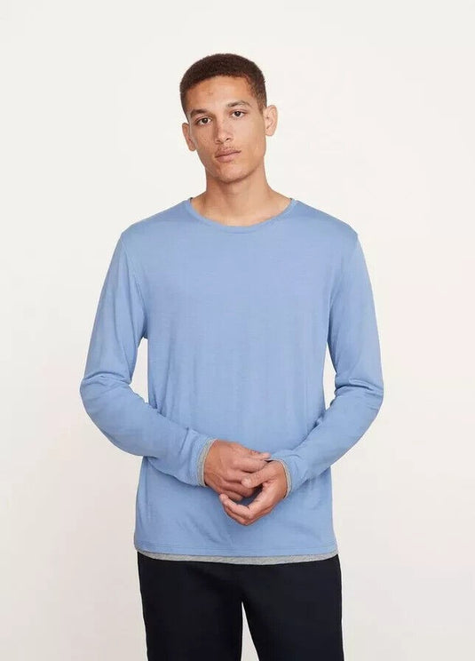 Translation missing: en.Vince Men's Pima Lightweight Double Layer T-Shirt Colony Blue/ H Grey-Medium