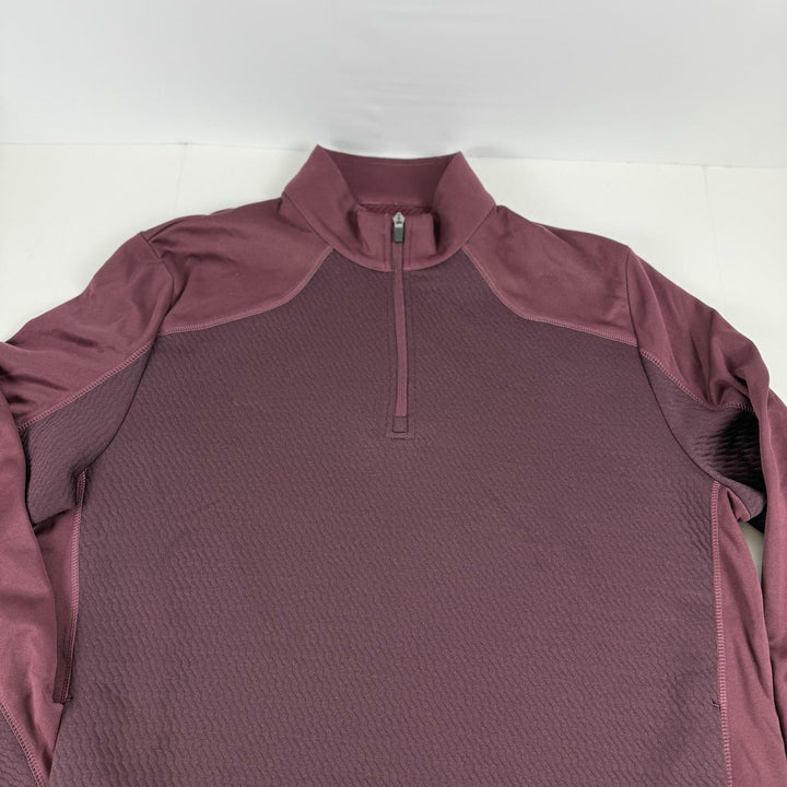 Translation missing: en.PGA Tour 3D Textured Quarter-Zip Golf Sweatshirt Burgundy Size 2XL Mens Pockets
