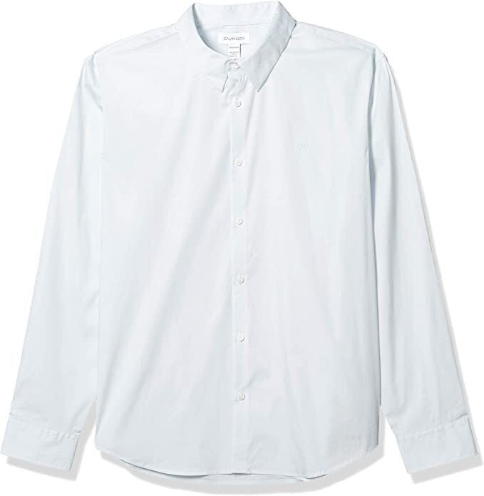 Translation missing: en.Calvin Klein Men's Stretch Cotton Blend Button-Down Shirt in Grey Illusion-2XL