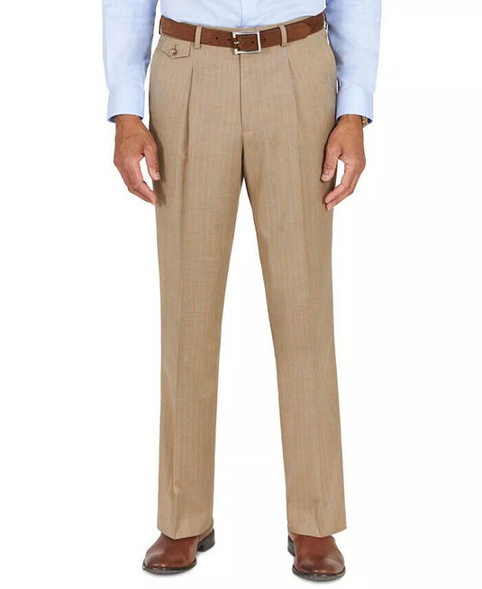 Translation missing: en.Tayion Collection Men's Classic-Fit Taupe Teal Stripe Suit Separates Pants-30/30