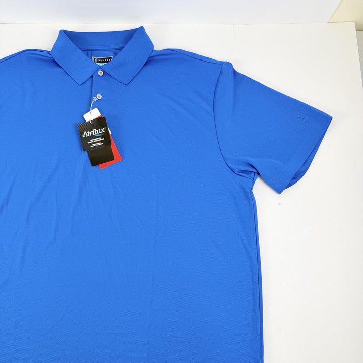 Translation missing: en.PGA TOUR Big and Tall Airflux Solid Mesh Short Sleeve Golf Polo Shirt Blue-2X