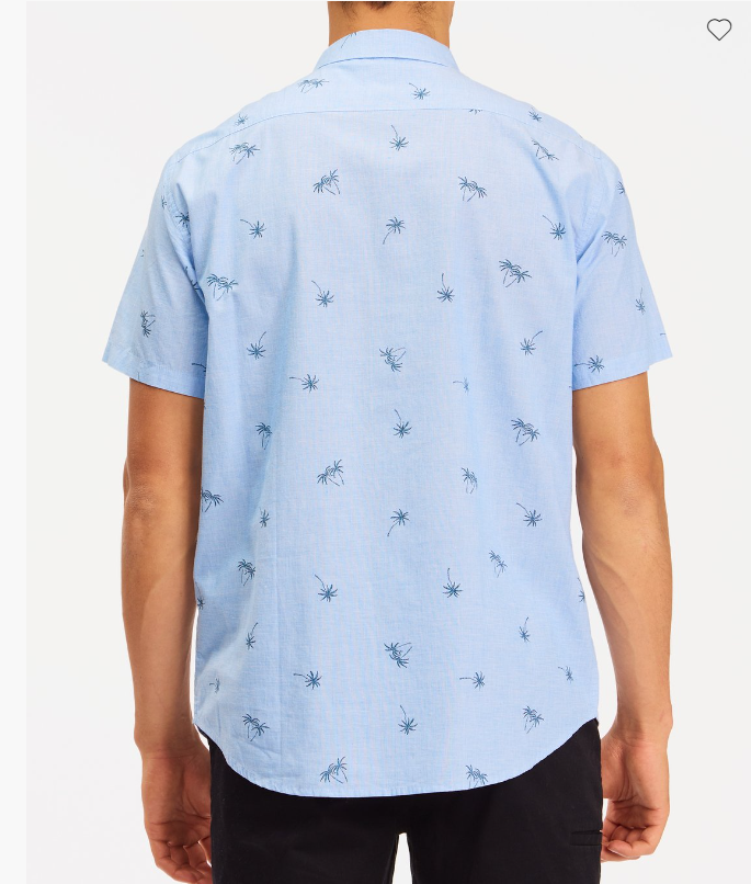 Translation missing: en.Billabong Men's Organic Cotton Sundays Mini Short Sleeve Shirt Mist Blue-Large