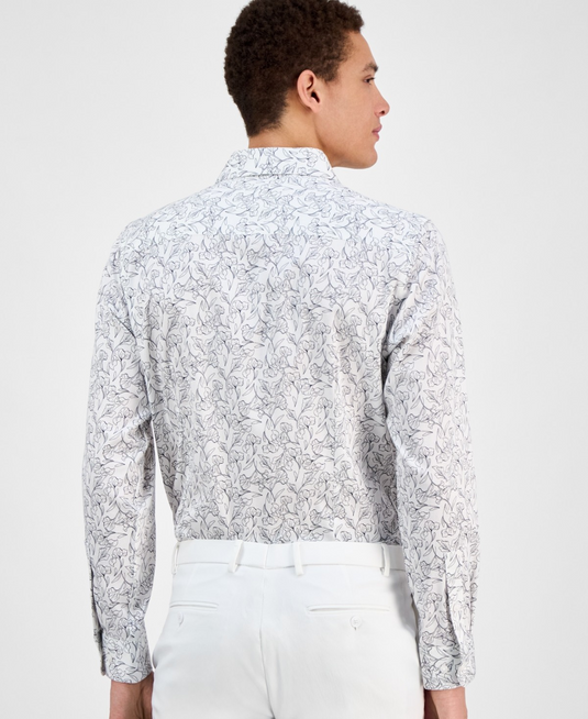Translation missing: en.Bar III Men's Slim-Fit Abstract Floral Dress Shirt White Navy-14-14.5 32/33