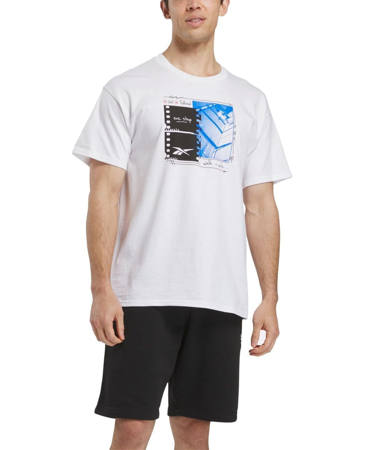 Translation missing: en.Reebok Men Regular fit Short Sleeve Graphic T-Shirt Shirt Large White Multi