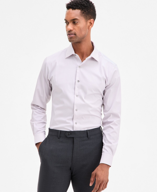 Translation missing: en.Alfani Men's Slim-Fit Temperature Regulating Geo Print Dress Shirt Lilac-15-15.5