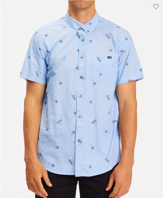 Translation missing: en.Billabong Men's Organic Cotton Sundays Mini Short Sleeve Shirt Mist Blue-Large