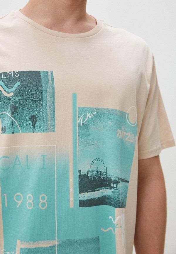 Translation missing: en.Ron Tomson Men's Modern Print Fitted Cali T-shirt - Stone-Small