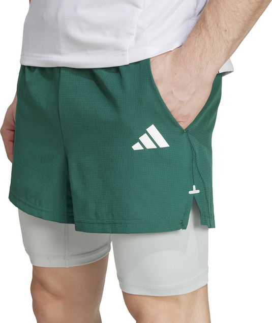 Translation missing: en.adidas Men's Gym 2-in-1 7in Inseam Slim Fit Shorts Collegiate Green Pockets-2XL