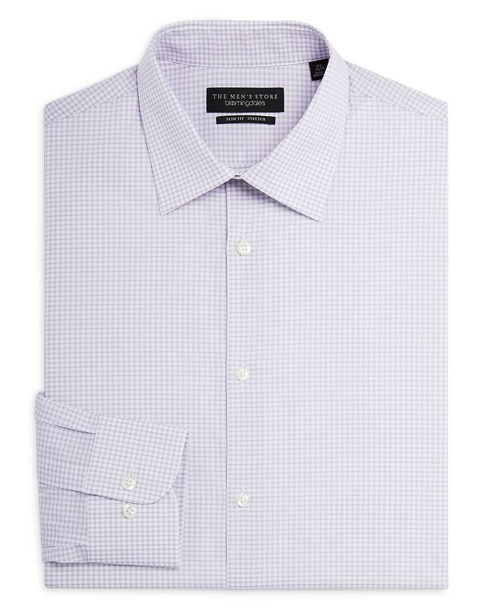 Translation missing: en.The Men's Store Slim Fit Stretch Gingham Dress Shirt Purple-17 34/35