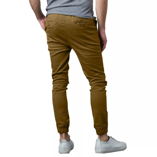 Translation missing: en.Galaxy By Harvic Men's Slim Fit Basic Stretch Twill Joggers in Brown-Small