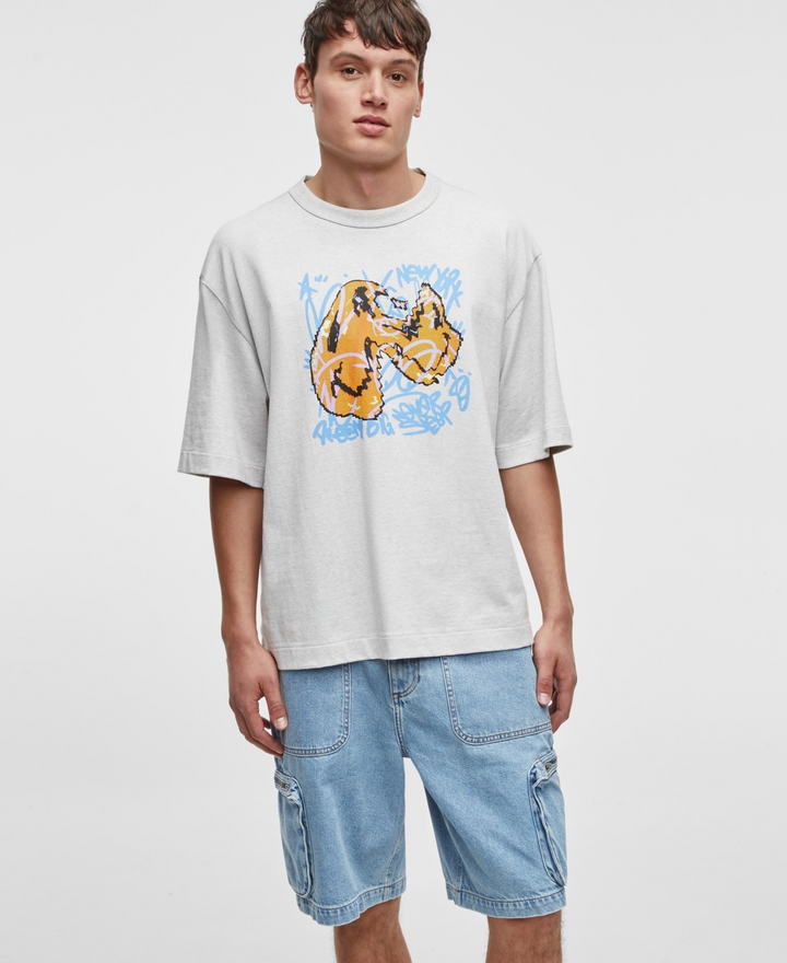 Translation missing: en.Mode of One Men's Short-Sleeve Smile Face T-Shirt Heather Gray Relaxed Fit-Small