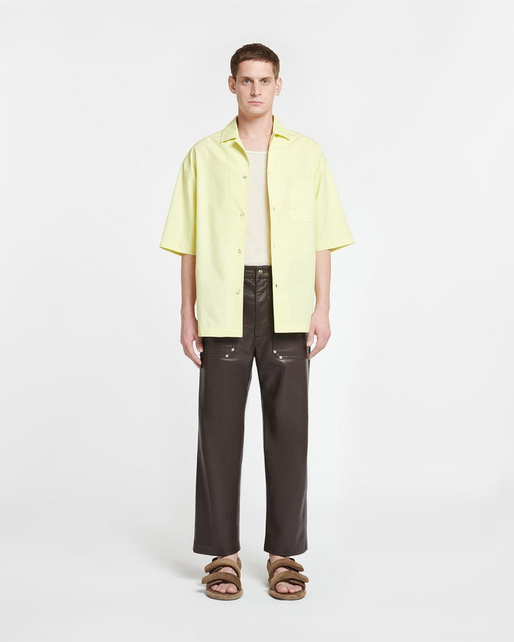 Translation missing: en.Nanushka Mens Caspian Heavy Poplin Cotton Lumen Yellow Button Shirt-Medium