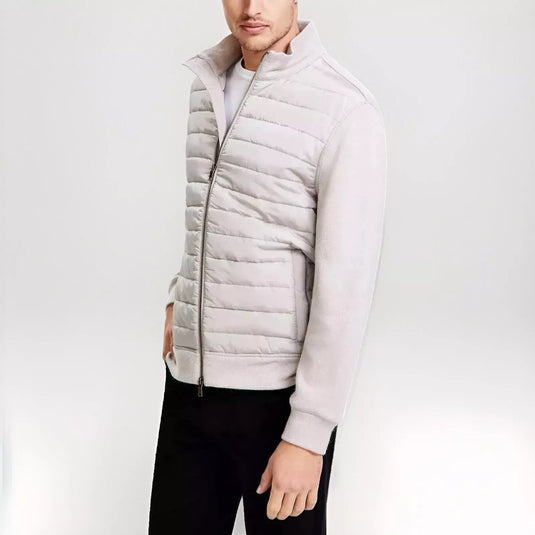 Translation missing: en.Alfani Men's Mixed-Media Quilted Full-Zip Bomber Jacket London Plane Gray-Medium