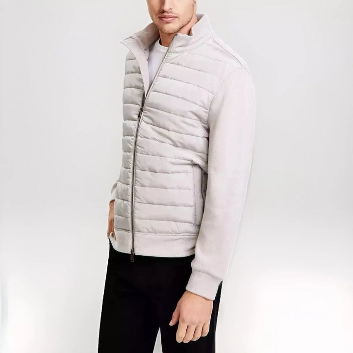 Translation missing: en.Alfani Men's Mixed-Media Quilted Full-Zip Bomber Jacket London Plane Gray-Medium